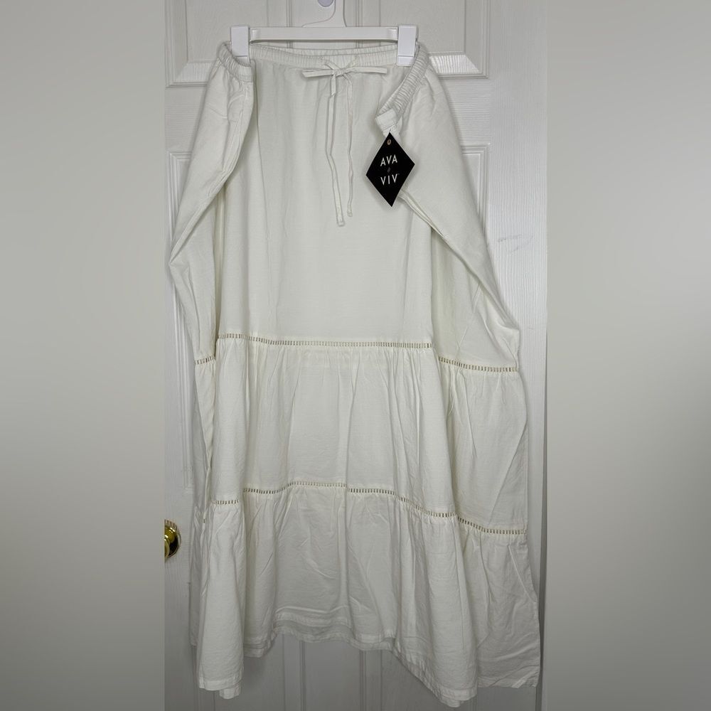 Target Cream Dress - Tiered Long Sleeve